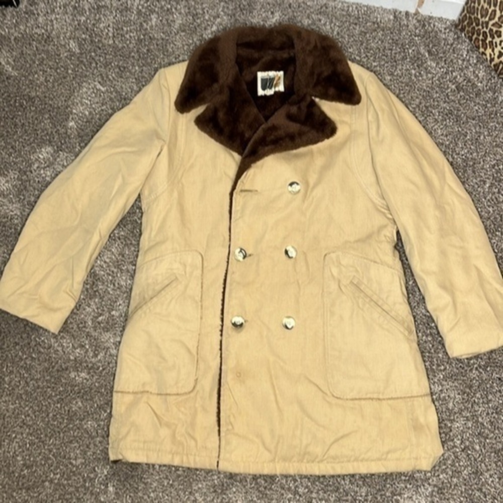 Vintage William Barry Andre Shearling Coat Made in USA 40 Farm chore coat